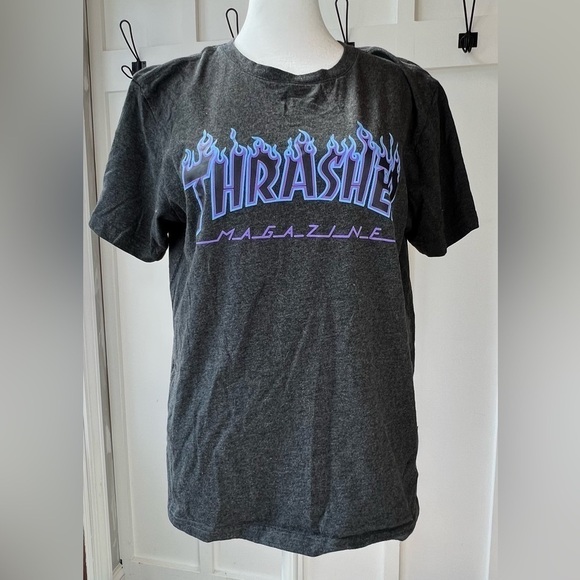 Thrasher Other - Thrasher Magazine Men's Black Blue Flames Short Sleeve T Shirt Runs Small Unisex